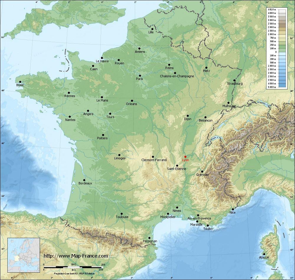 France_ regions. kgm องฝรั่งเศสองเมืองบนแผนที่