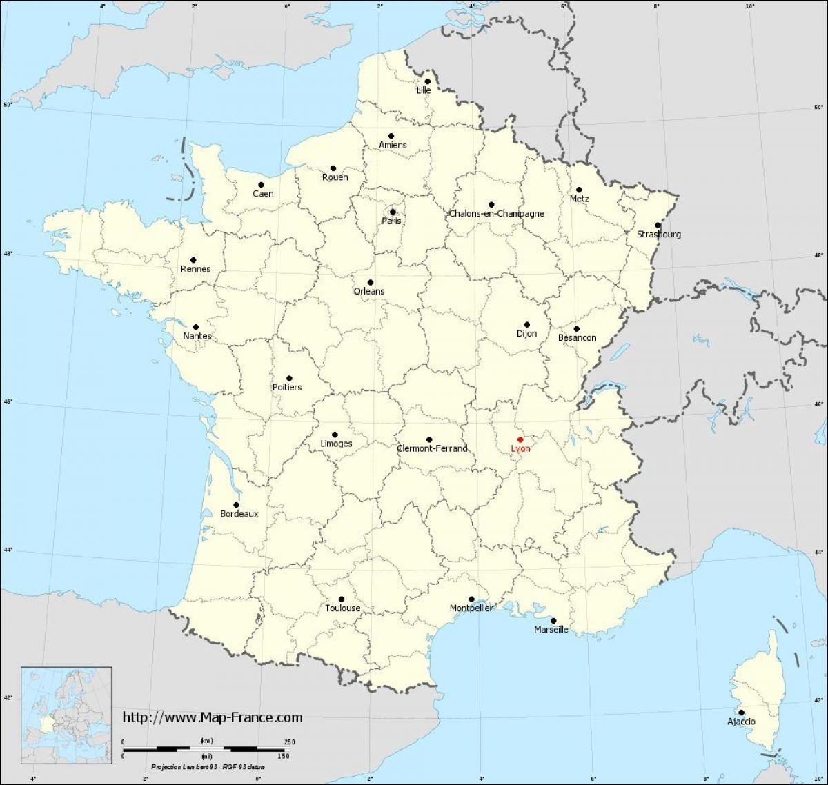 อยู่ที่ไหน Lyons องฝรั่งเศสอยู่ในแผนที่
